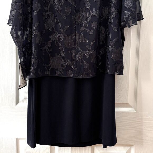 NEW Connected Apparel Dress 18W Navy Sleeveless Pullover with 27" Shawl NWT - Picture 9 of 14